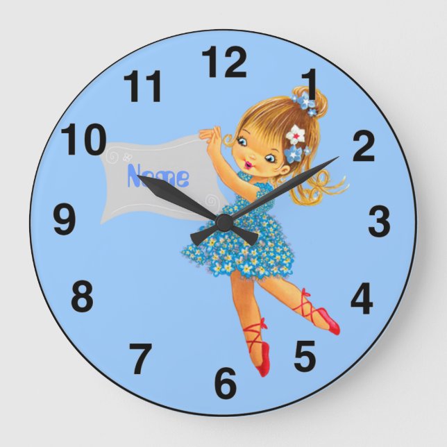 Grande Horloge Ronde Chambre pour filles personnalisées Ballerina (Recto)