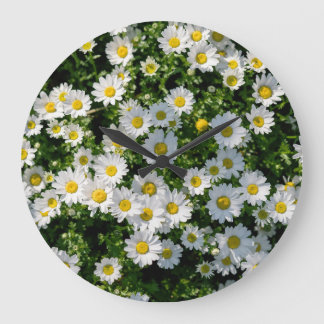 Grande Horloge Ronde Champ de marguerite du printemps : Arrière - plan
