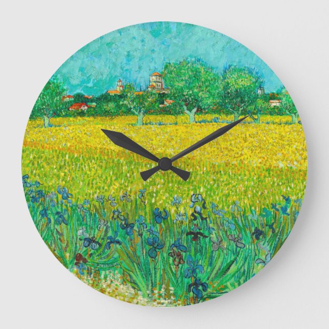 Grande Horloge Ronde Champ Van Gogh avec Irises près d'Arles (Recto)