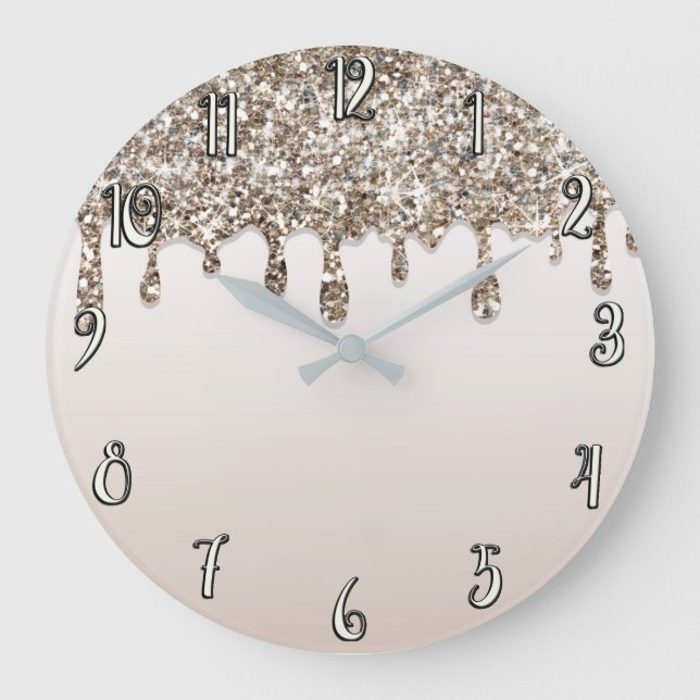 Grande Horloge Ronde Champagne Gold Glitter Drip (Recto)