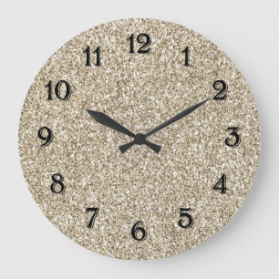 Grande Horloge Ronde Champagne Gold Glitzy Parties scintillant