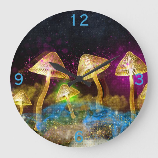 Grande Horloge Ronde Champignons brillants Imaginaires (Recto)