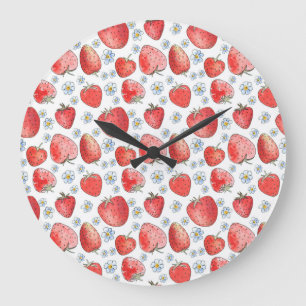 Grande Horloge Ronde Champs de fraises : Fraîcheur d'été