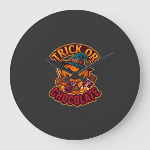 Grande Horloge Ronde Chapeau De Sorcière De Citrouille D'Halloween De C