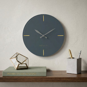 Grande Horloge Ronde Charbon Minimaliste Architectural - Moderne