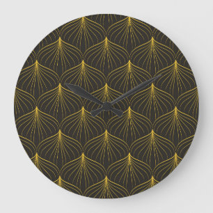 Grande Horloge Ronde Charme Art Déco : Vintage Géométrique sans joint