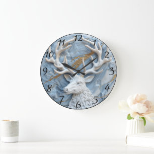Grande Horloge Ronde Charme de Noël des rennes brillants