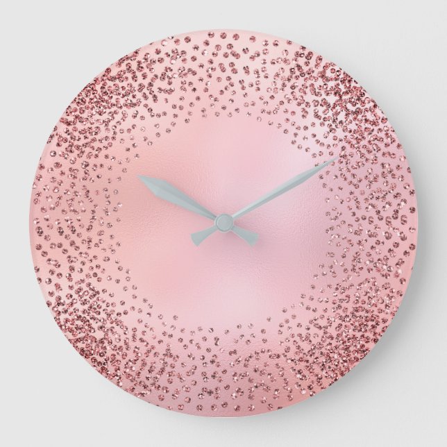 Grande Horloge Ronde Charme en verre de rose rose de parties (Recto)