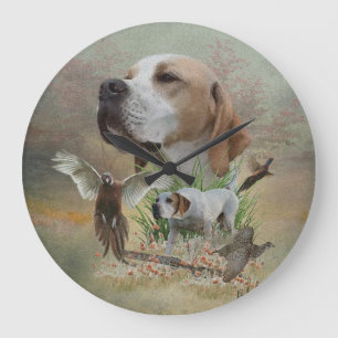 Grande Horloge Ronde Chasse au faisan avec pointeurs, Art