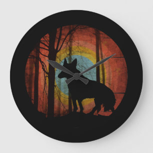 GRANDE HORLOGE RONDE CHASSEUR DE LOUPS VINTAGE