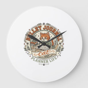 Grande Horloge Ronde Chat Bullet Journal Chat Bullet Journal Vintage Ve