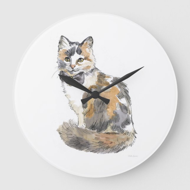 Grande Horloge Ronde Chat Calico Fancy (Recto)