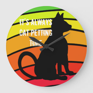 Grande Horloge Ronde Chat choyant l'art de bruit de chats d'arc-en-ciel