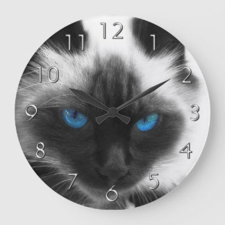 Grande Horloge Ronde Chat de Siamese