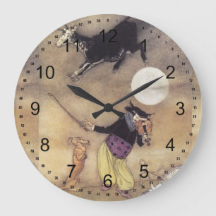 Grande Horloge Ronde Chat et la broche