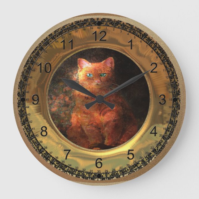 Grande Horloge Ronde Chat gras victorien (Recto)