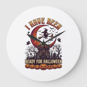 Grande Horloge Ronde Château De Sorcière D'Halloween Prêt Depuis La Lun