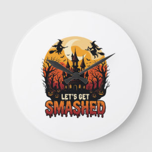 Grande Horloge Ronde Château Hanté Halloween Sorcières Fous Faisons