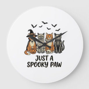 Grande Horloge Ronde Chatons Halloween Patte Effrayante Design de Chemi