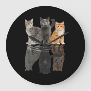 Grande Horloge Ronde chats miroir guépard tiger cadeau
