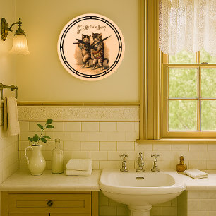 Grande Horloge Ronde Chats vintages Victoriens De L'Époque Avec Publici