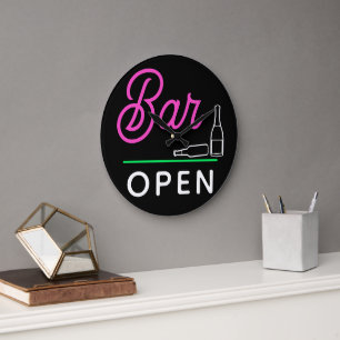 Grande Horloge Ronde Chaud rose citron vert blanc Retro Bar Ouvert sur 