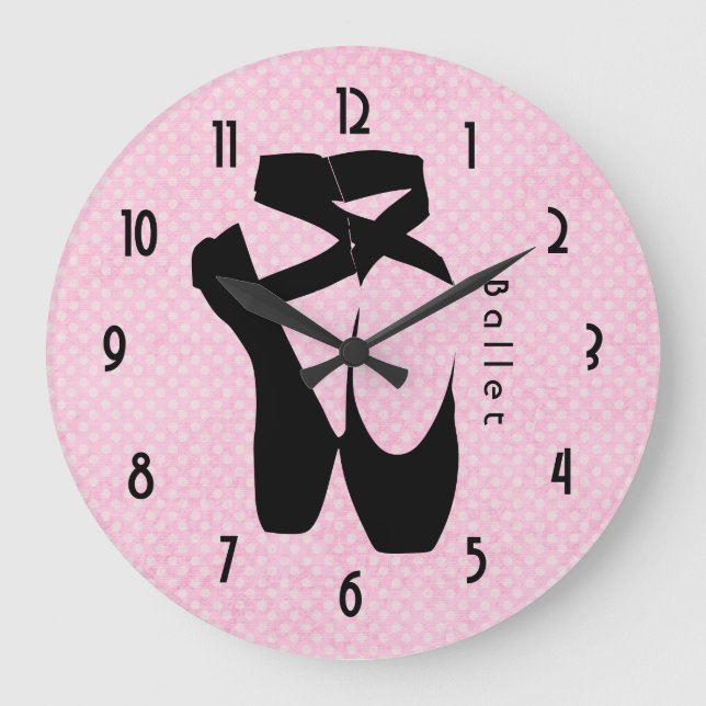 Grande Horloge Ronde Chaussures de Ballet Noir En Pointe (Recto)