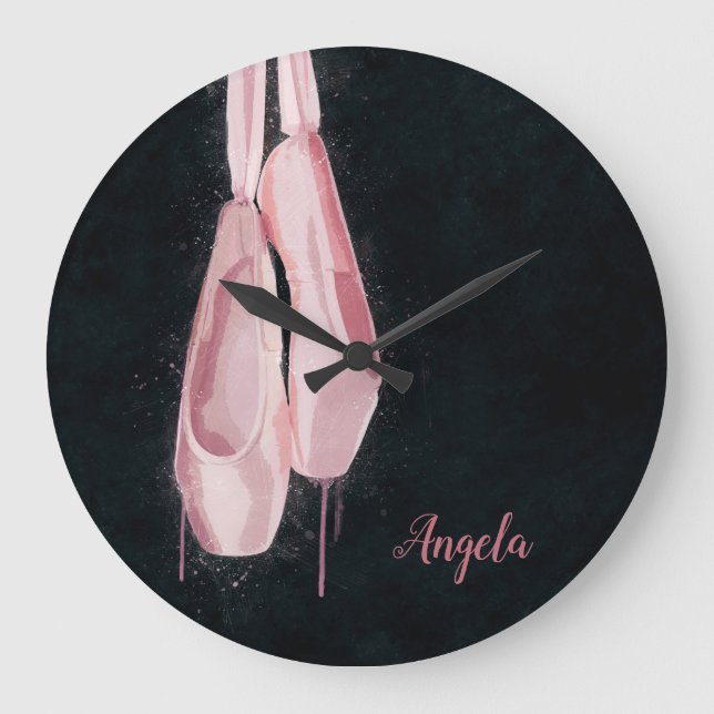 Grande Horloge Ronde Chaussures de ballet rose Pop Art (Recto)