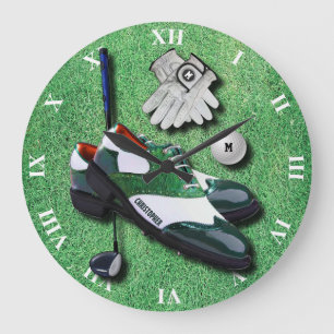 Grande Horloge Ronde Chaussures de golf Gants de balle Club Conducteur