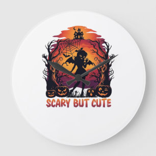 Grande Horloge Ronde Chauve-souris fille citrouilles Halloween mignonne