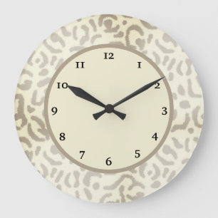 Grande Horloge Ronde Cheetah Leopard moderne Imprimer Chic Tan Brown