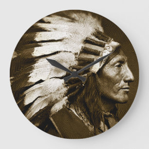 Grande Horloge Ronde Chef indien (sépia)