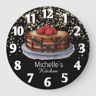 Grande Horloge Ronde Chef pâtissier Glitter Cake Baker Personnalisé