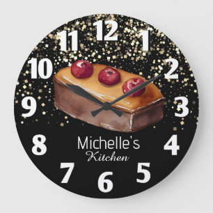 Grande Horloge Ronde Chef pâtissier Glitter Cake Baker Personnalisé
