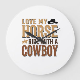 Grande Horloge Ronde Chemise à devis de cheval et cowboy western vintag