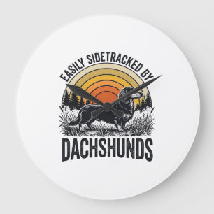 Grande Horloge Ronde Chemise amateur de Dachshund facilement dévié Art