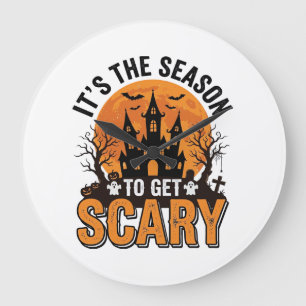 Grande Horloge Ronde Chemise Château Hanté Saison Effrayante Halloween