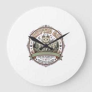Grande Horloge Ronde Chemise Cryptide Chat Cryptide Chat Art Vector Vin