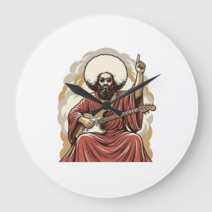 Grande Horloge Ronde Chemise d'art vectoriel de guitariste de gravure v