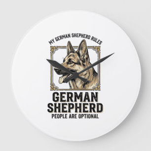Grande Horloge Ronde Chemise de Berger Allemand pour les Amoureux de Ch
