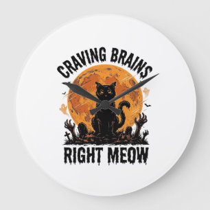 Grande Horloge Ronde Chemise de chat zombie Halloween gravure vintage A