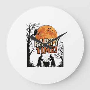 Grande Horloge Ronde Chemise de chaudron de sorcière à temps de fête Ha