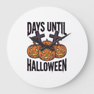Grande Horloge Ronde Chemise de compte à rebours d'Halloween Dessin de
