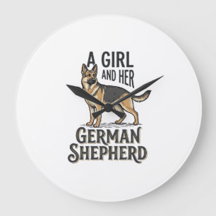 Grande Horloge Ronde Chemise de fille de berger allemand Design pour am