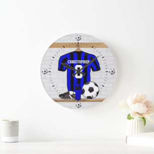 Grande Horloge Ronde Chemise de football personnalisable (noir et rouge