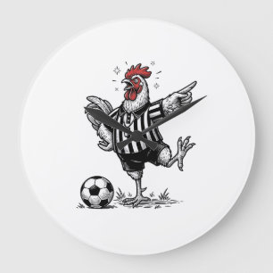 Grande Horloge Ronde Chemise de gravure vintage de football de poulet d
