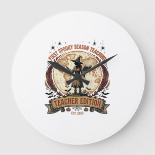Grande Horloge Ronde Chemise de Halloween pour professeur pour la premi