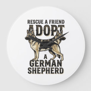 Grande Horloge Ronde Chemise de l'adoption du Berger Allemand Chien de