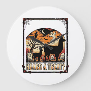 Grande Horloge Ronde Chemise de lama Halloween Drôle de cimetière_1