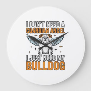 Grande Horloge Ronde Chemise de l'ange gardien Bulldog Amoureux des chi